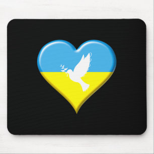 Ukraine Ukrainian Flag Heart Peace Dove Support Di Mouse Mat