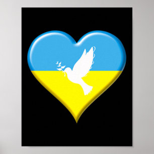 Ukraine Ukrainian Flag Heart Peace Dove Support Di Poster