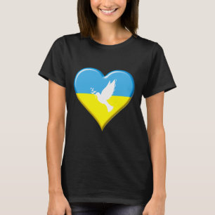Ukraine Ukrainian Flag Heart Peace Dove Support Di T-Shirt