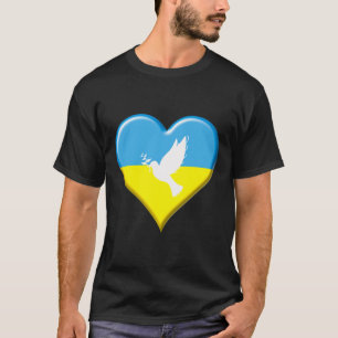 Ukraine Ukrainian Flag Heart Peace Dove Support Di T-Shirt