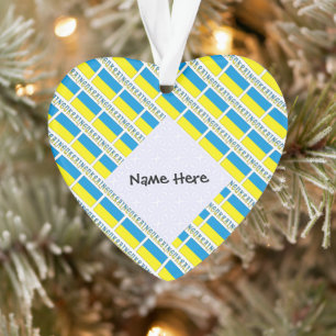 Ukraine Ukrainian Flag Tiled Black Personalisation Ornament