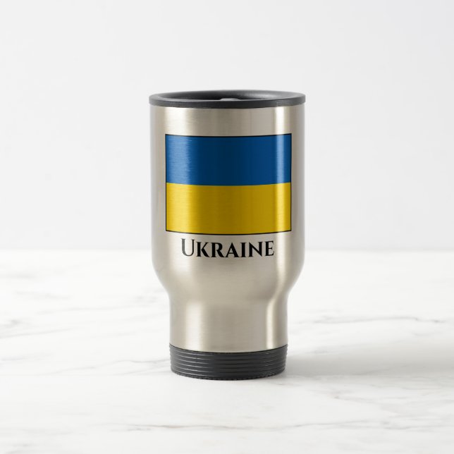 Ukraine (Ukrainian) Flag Travel Mug (Center)