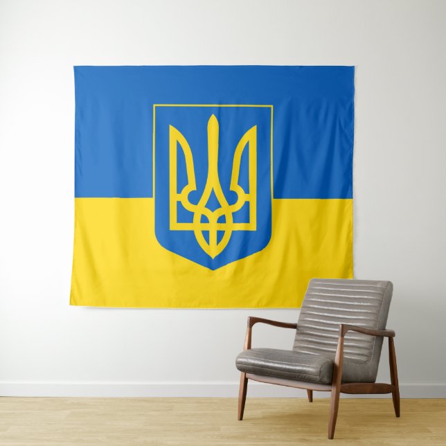 Ukraine & Ukrainian Flag, Tryglav tapestry /sports (In Situ (Horizontal))