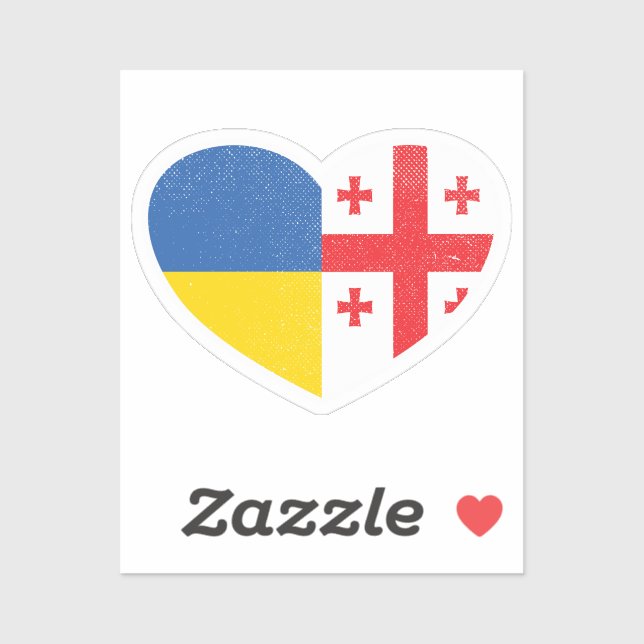 Ukraine Ukrainian Georgia Georgian Heart Love Flag (Sheet)