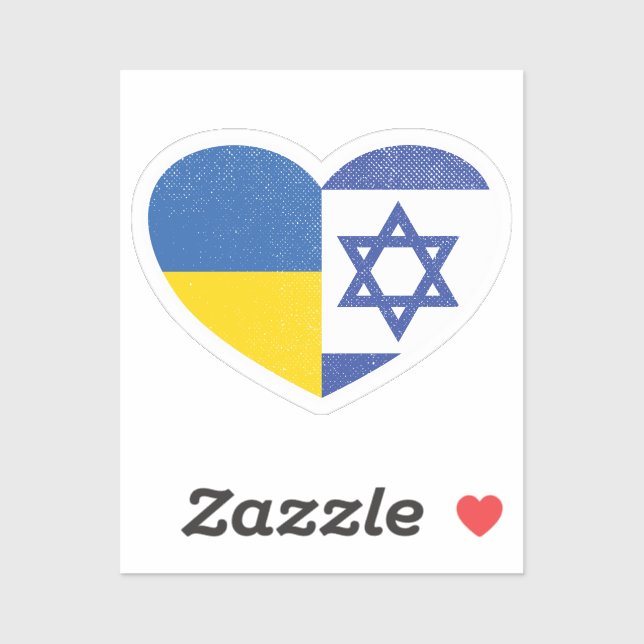 Ukraine Ukrainian Israel Israeli Heart Love Flag (Sheet)