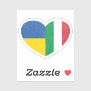 Ukraine Ukrainian Italy Italian Heart Love Flag