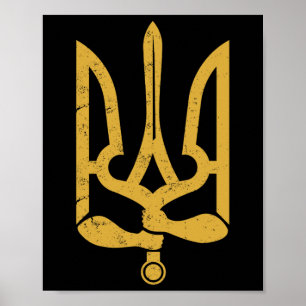 Ukraine Ukrainian Kiew Trysub Flag 10 Poster