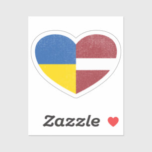 Ukraine Ukrainian Latvia Latvian Heart Love Flag