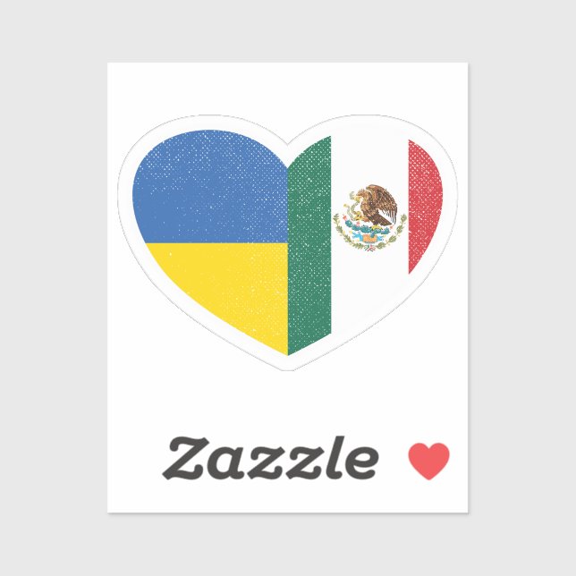 Ukraine Ukrainian Mexico Mexican Heart Love Flag (Sheet)