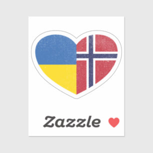 Ukraine Ukrainian Norway Norwegian Heart Love Flag