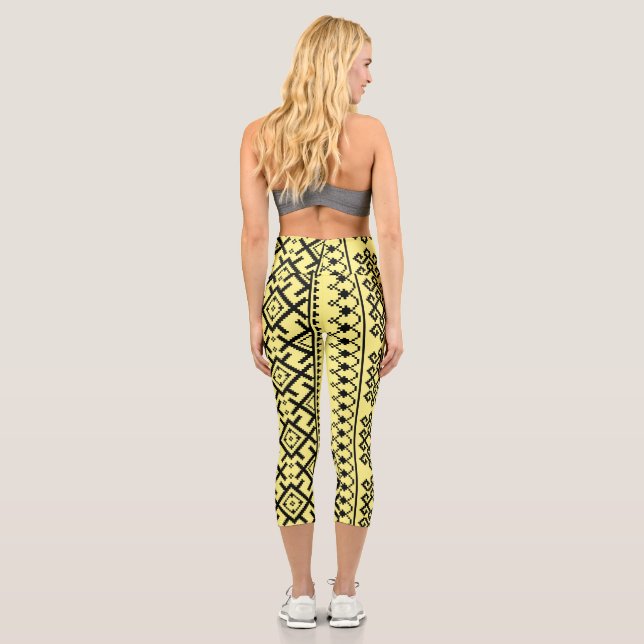 Ukraine Ukrainian Traditional Symbols Design Capri Leggings (Back)