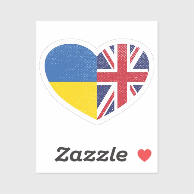 Ukraine Ukrainian UK United Kingdom British Heart  (Sheet)