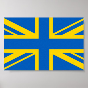 Ukraine Ukrainian United Kingdom UK British Flag Poster