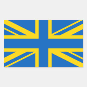 Ukraine Ukrainian United Kingdom UK British Flag Rectangular Sticker