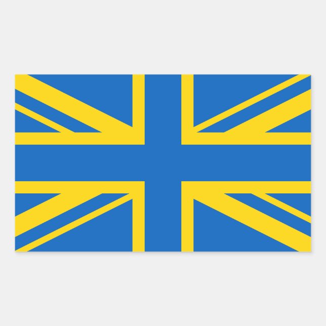 Ukraine Ukrainian United Kingdom UK British Flag Rectangular Sticker (Front)