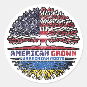 Ukraine Ukrainian US American USA United States Classic Round Sticker