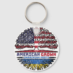 Ukraine Ukrainian US American USA United States Key Ring