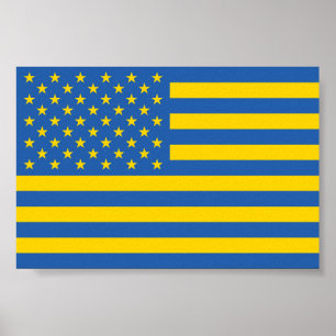 Ukraine Ukrainian USA American United States US Poster