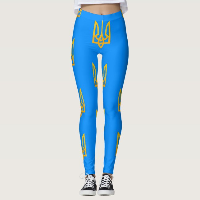 Ukraine Ukrainian Volodymyr the Great Tryzub Flag Leggings (Front)