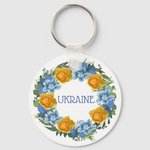 Ukraine Ukrainian Wreath Flowers Faith Hope Key Ring