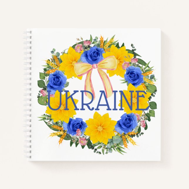 Ukraine Ukrainian Wreath Flowers Faith Hope Notebook (Front)