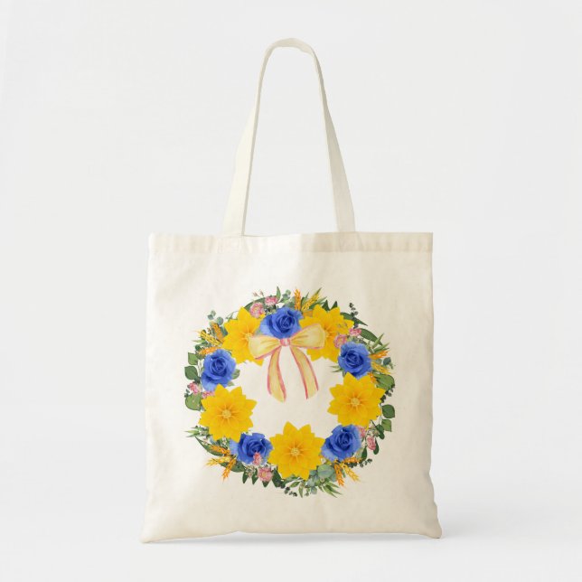 Ukraine Ukrainian Wreath Flowers Faith Hope Tote Bag (Front)