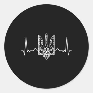 Ukraine Ukrainians Ukrainian Kiev Trysub Flag Classic Round Sticker