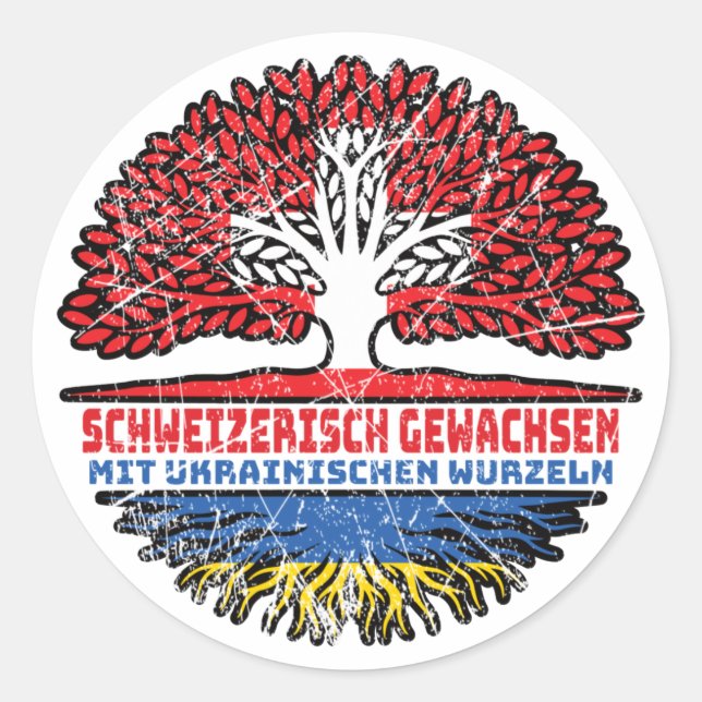 Ukraine Ukrainisch Schweizer Schweiz Baum Wurzel Classic Round Sticker (Front)