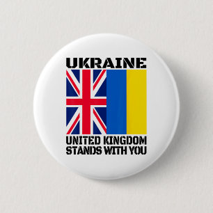 Ukraine United Kingdom Stands With You British Sup 6 Cm Round Badge
