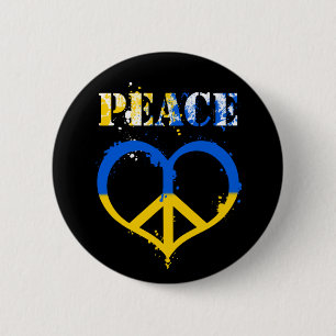 Ukraine Urban Style Peace and Love Symbol 6 Cm Round Badge