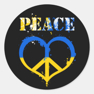 Ukraine Urban Style Peace and Love Symbol Classic Round Sticker