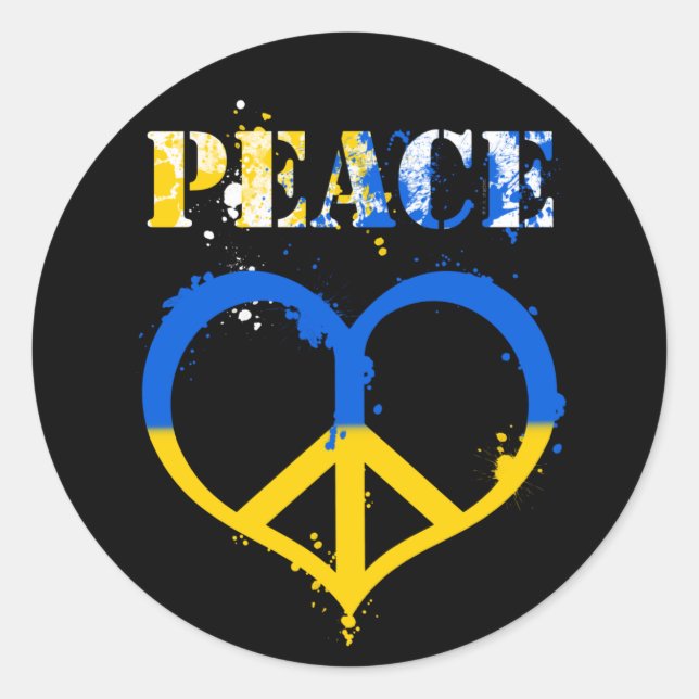 Ukraine Urban Style Peace and Love Symbol Classic Round Sticker (Front)