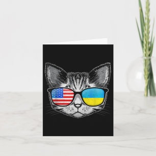Ukraine Us Flag Roots Cat Ukrainian American Card