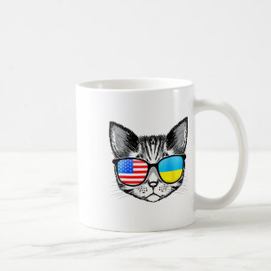 Ukraine Us Flag Roots Cat Ukrainian American For M Coffee Mug