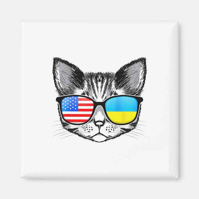 Ukraine Us Flag Roots Cat Ukrainian American For M Magnet (Front)