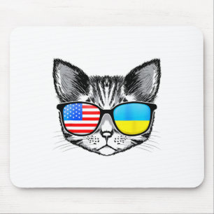 Ukraine Us Flag Roots Cat Ukrainian American For M Mouse Mat