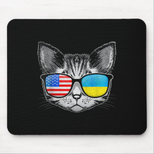 Ukraine Us Flag Roots Cat Ukrainian American Mouse Mat