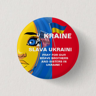 UKRAINE USA 3 CM ROUND BADGE