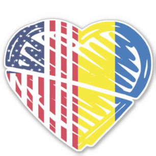 Ukraine USA American Flag Heart 