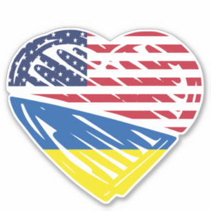 Ukraine USA American Flag Heart Solidarity