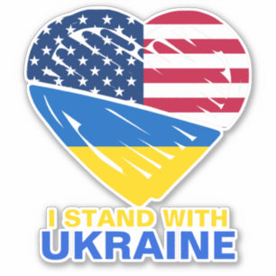 Ukraine USA American Flag Heart Solidarity Car