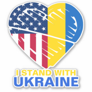 Ukraine USA American Flag Heart Support Car