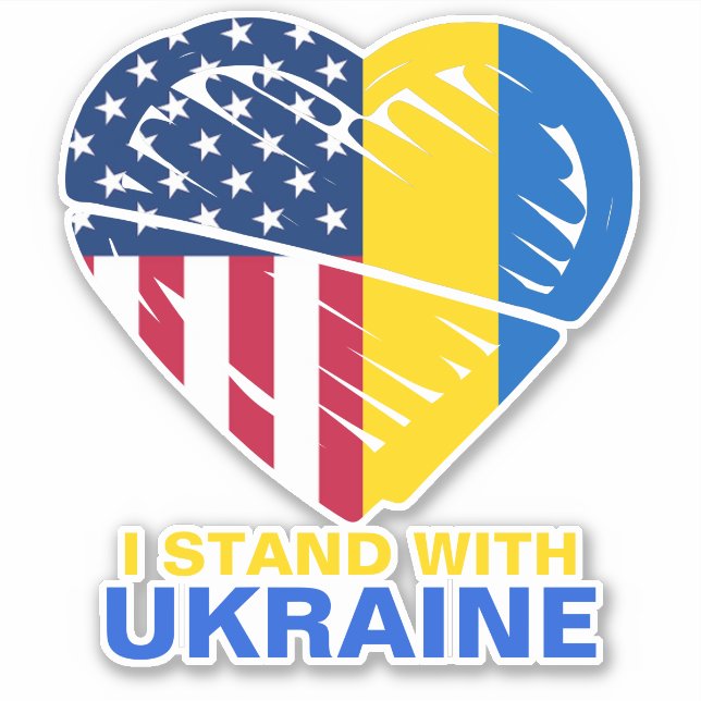 Ukraine USA American Flag Heart Support Car (Front)