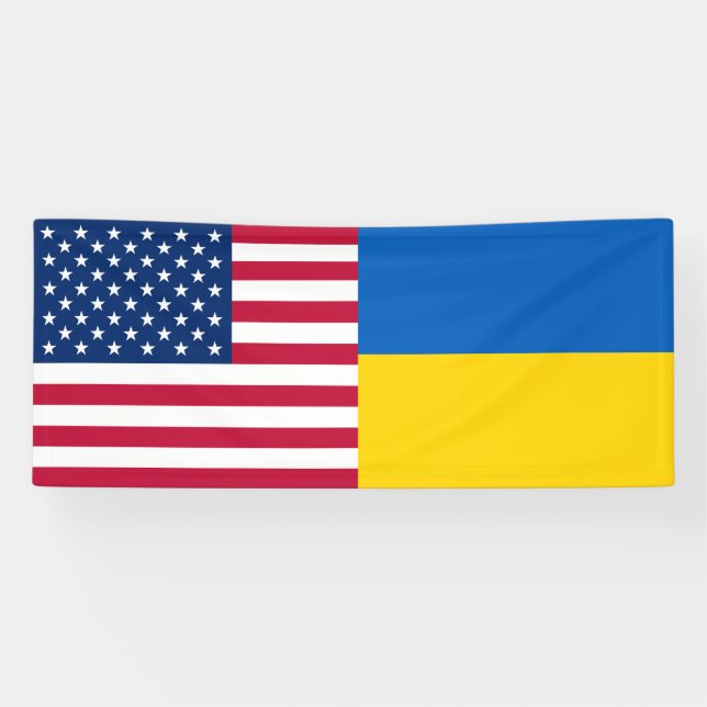 Ukraine USA American Flag Patriotic  Banner (Horizontal)