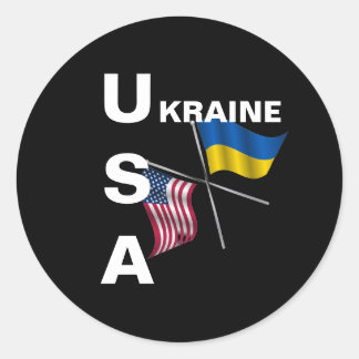 UKRAINE USA CLASSIC ROUND STICKER