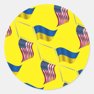 UKRAINE USA CLASSIC ROUND STICKER