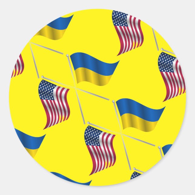 UKRAINE USA    CLASSIC ROUND STICKER (Front)