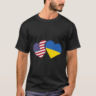 Ukraine Usa Flag T Shirt Heart Ukrainian Americans