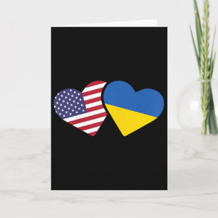 Ukraine Usa Flag T Shirt Heart Ukrainian Americans Card