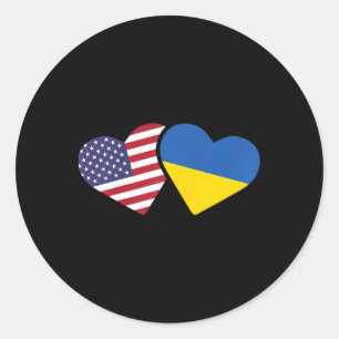 Ukraine Usa Flag T Shirt Heart Ukrainian Americans Classic Round Sticker